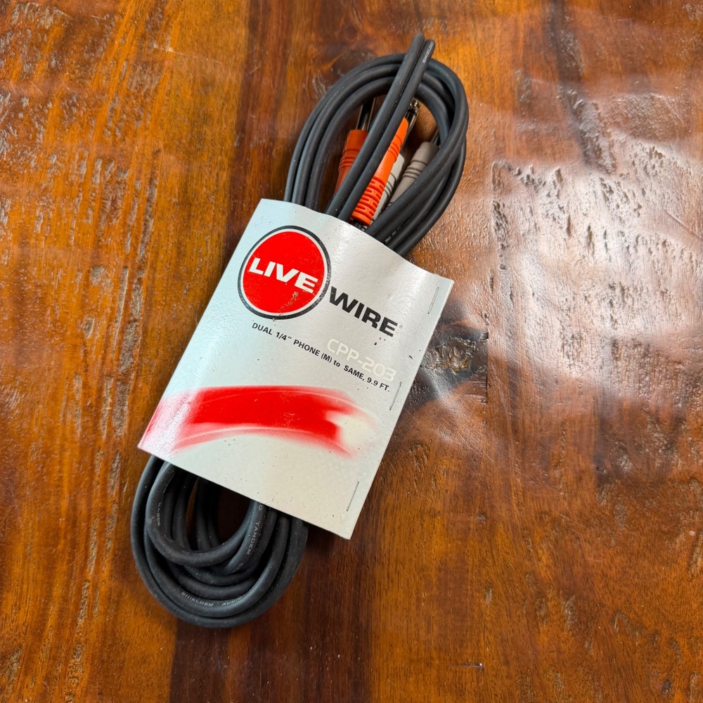 Live Wire CPP-203 Dual 1/4" Phone Male to Male Shielded Audio Cable 9.9 FT